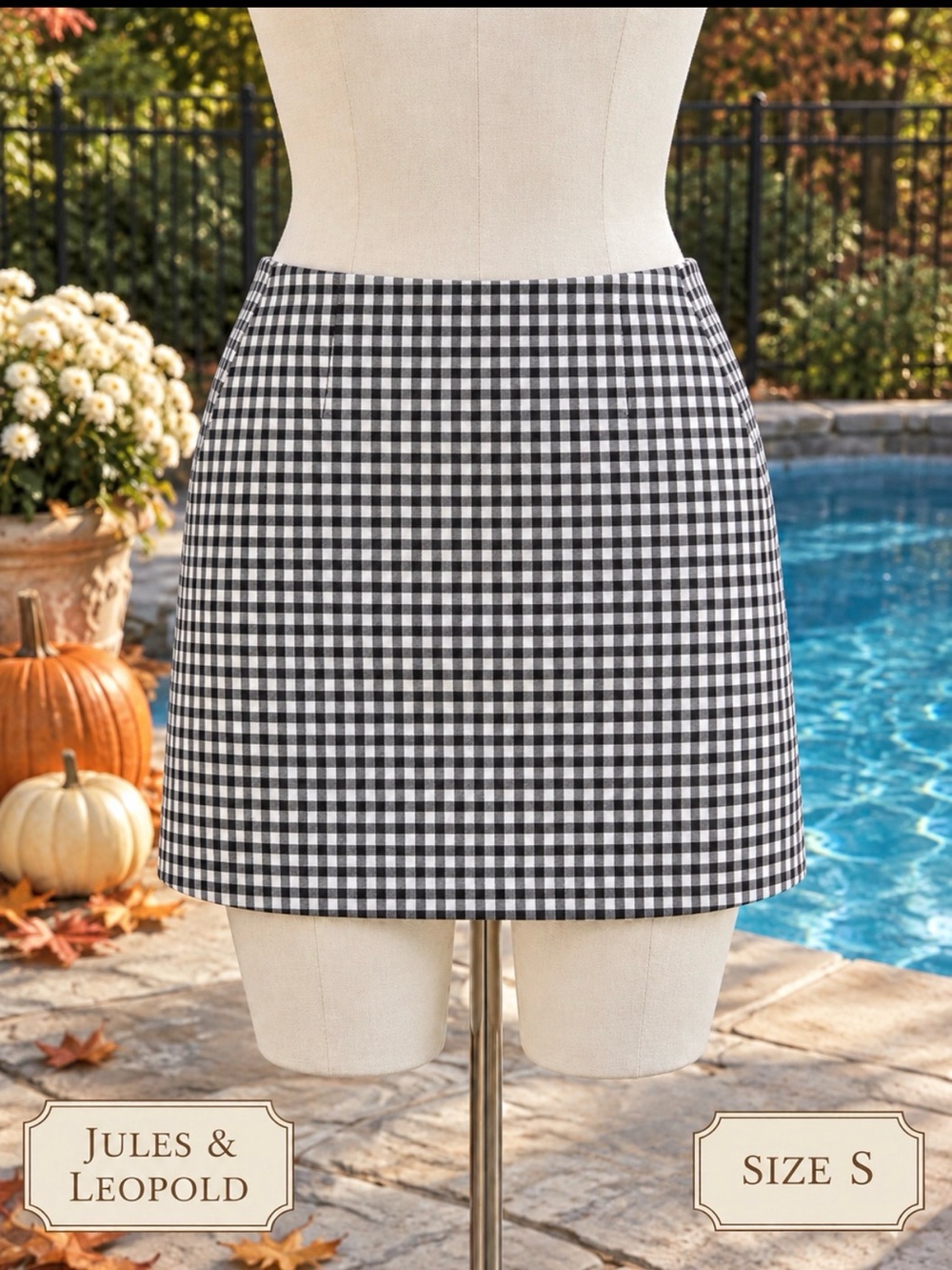 Jules & Leopold Black and White Gingham Mini Skirt